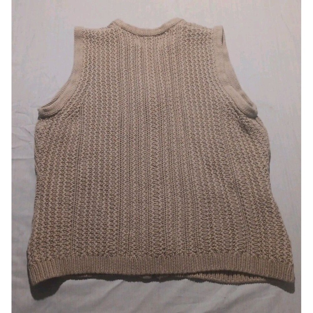 Vintage Woolrich Women's Cable Knit Cotton Full Zip Sweater Vest Size  XL Brown - Picture 3 of 5